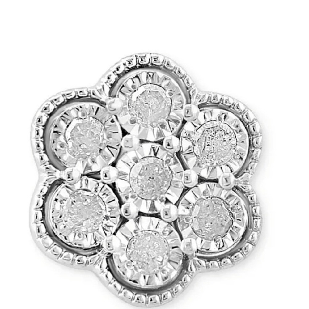 Effy Sterling Silver Diamond Flower Stud Earrings 925 Floral Cluster Jewelry